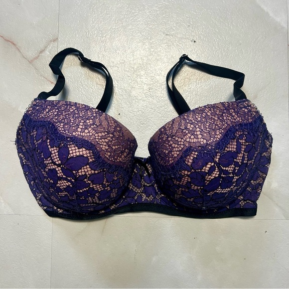 Victoria’s Secret Demi Cup Bra Lace Purple Underwire Size 32DDD - Picture 1 of 3